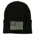thumbnail image 1 of Silver American Flag Embroidered Beanie - Black OSFM, 1 of 5