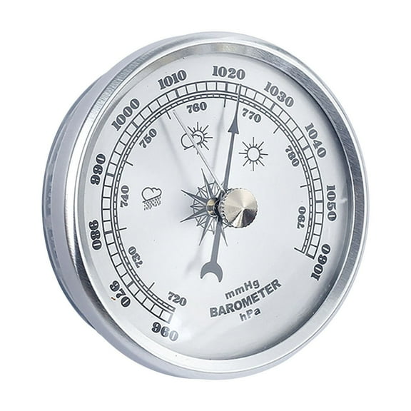 Silver Analog Barometer With Temperature Humidity Gauge, Weather Station For Home Fishing Boat, Classic Design