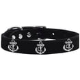 thumbnail image 1 of Silver Anchor Widget Genuine Leather Dog Collar, Black - Size 18, 1 of 1