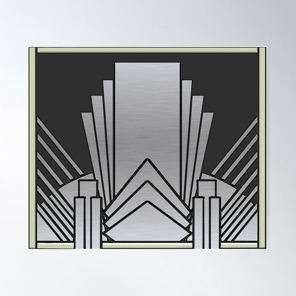 Silver And Black Art Deco Poster Wall Art, Modern Wall Decor For Living Room Bedroom, 16x24 UNFRAMED