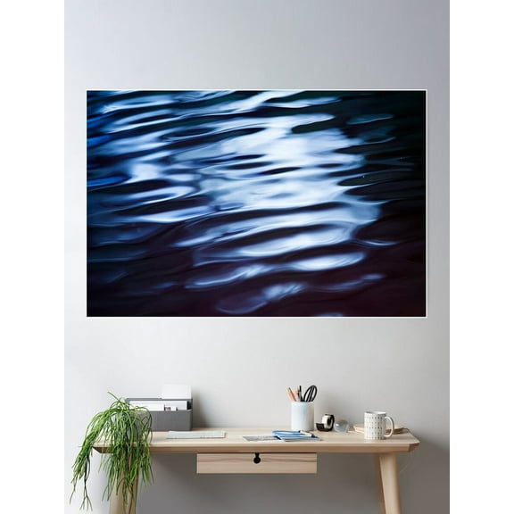 Silver And Black Ripples Poster Wall Art, Modern Wall Decor For Living Room Bedroom, 8x12 UNFRAMED