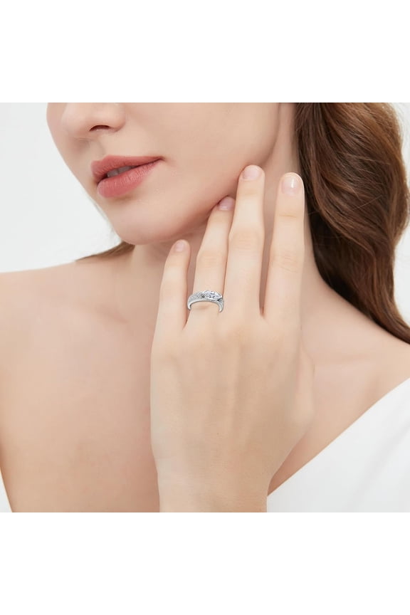 Silver Angel Ring for Women Elegant Wedding Band Engagement Jewelry Adjustable Accessory