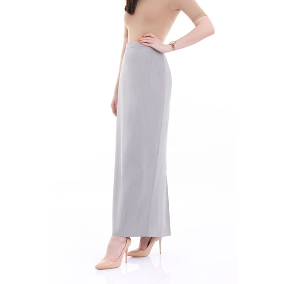 Silver Ankle Length Women's Plus Size Back Split Maxi Skirt