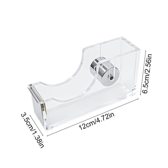 Silver Antiskid Acrylic Tape Dispenser Smooth Roller For Tape Up To 25Mm Office Home Desk Cutter Holder