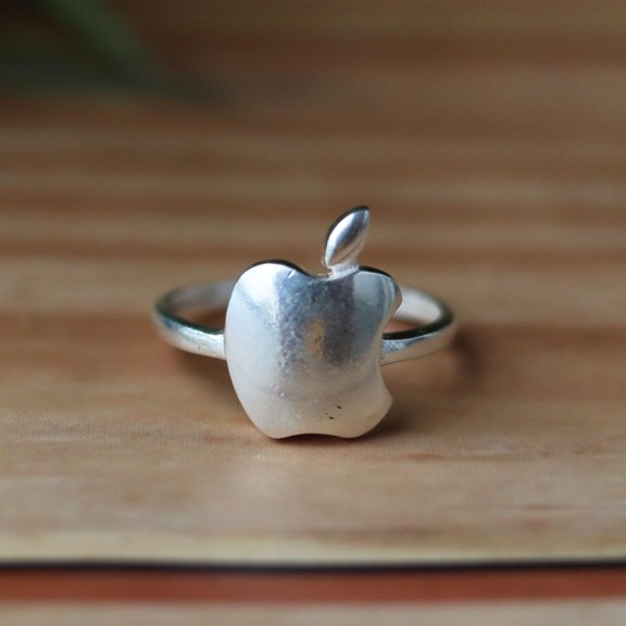 Silver Apple Ring, Fruit Ring, 925 Silver Ring, Unique Ring, Minimalist Ring, Stacking Ring, Everyday Silver Ring, Quirky Ring, Simple Ring
