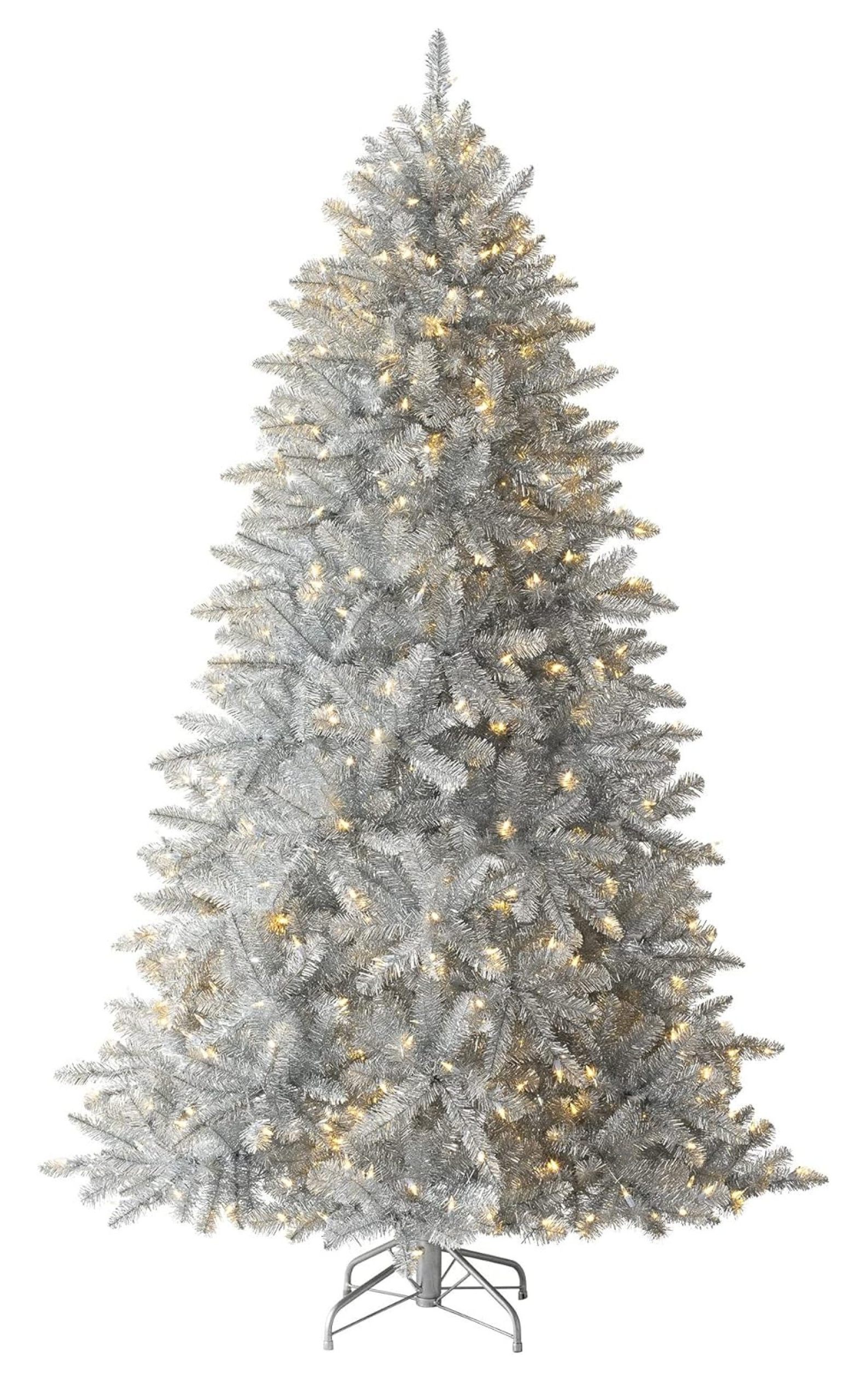 Silver Artificial Christmas Tree Luxe Pure 8 Ft Prelit with