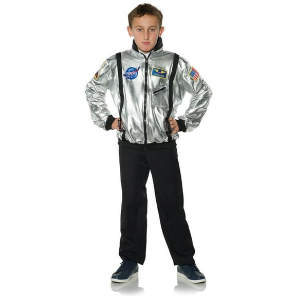 Childs NASA Silver Astronaut Space Jacket Suit Costume Medium 8-10