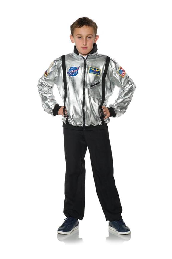 Childs NASA Silver Astronaut Space Jacket Suit Costume Medium 8-10