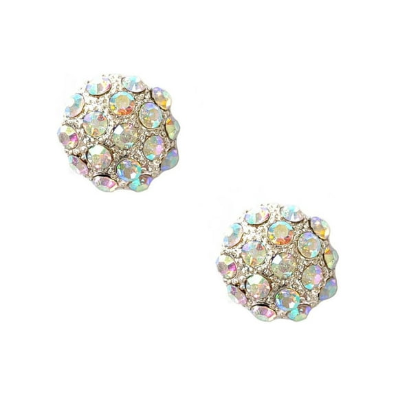 Silver Aurora Borealis Round Earring
