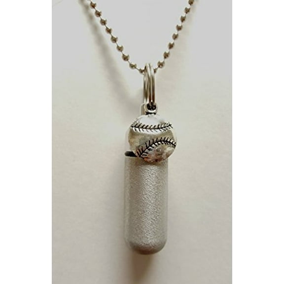 Silver BASEBALL CREMATION URN - Includes Velvet Pouch, Ball-Chain and Fill Kit