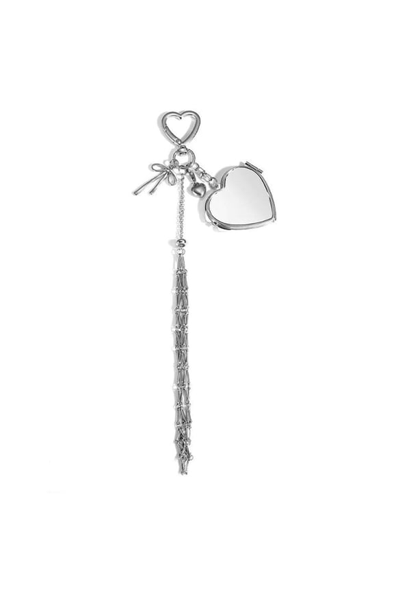 Silver Bag Alloy Luggage Charm, Heart Locket Design, Multi-Functional (Keychain, Lipstick Organizer), Fade-Resistant Plating, Portable & Stylish