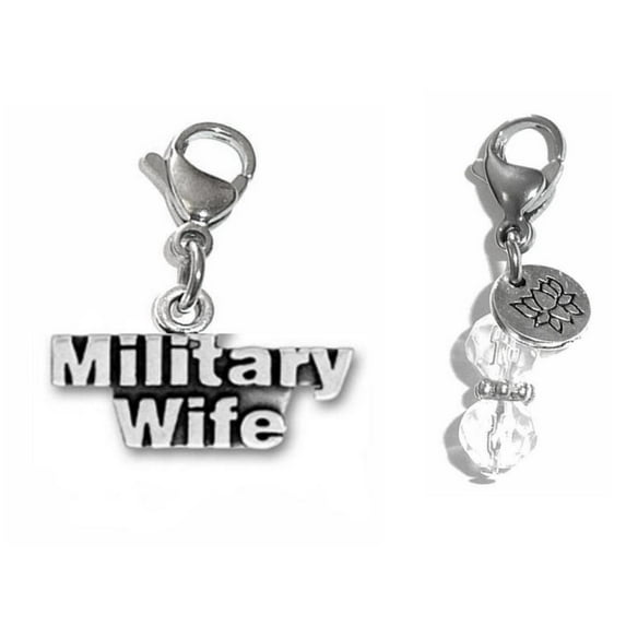 Silver Bag Charms by Hidden Hollow Beads – Purse And Backpack Charms, Zipper Pull Charms, Easy Clip On Charms For Necklaces And Bracelets - Military Wife Charm