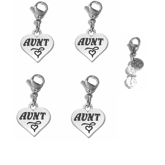 Silver Bag Charms by Hidden Hollow Beads – Purse And Backpack Charms, Zipper Pull Charms, Easy Clip On Charms For Necklaces And Bracelets - Multipack Aunt Charms