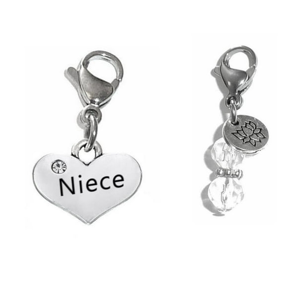 Silver Bag Charms by Hidden Hollow Beads – Purse And Backpack Charms, Zipper Pull Charms, Easy Clip On Charms For Necklaces And Bracelets - Niece Charm