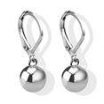 Silver Ball Dangle Earrings for Women Stainless Steel Long Ball Drop