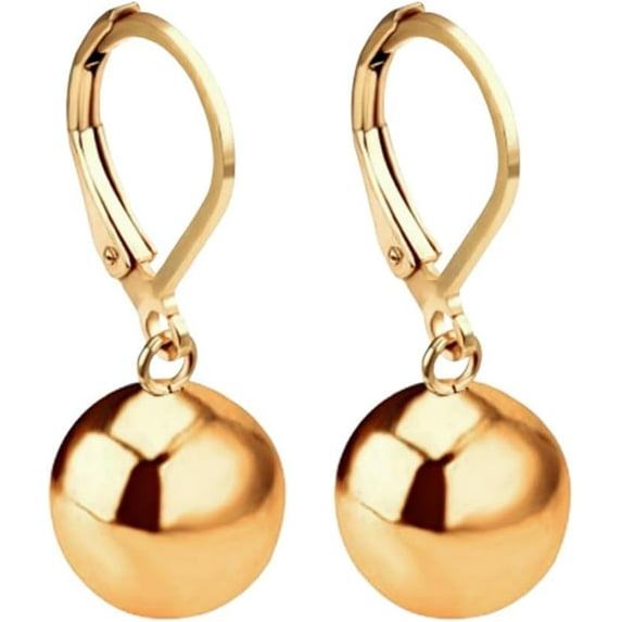 Silver Ball Leverback Earrings for Women White Gold Ball Dangle Earrings Polished Ball Drop Earrings Small Round Ball Beads Earrings Hypoallergenic Jewelry