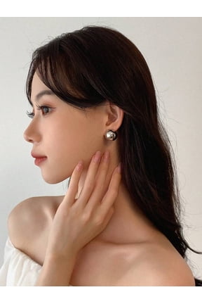Silver Ball Stud Earrings With Polished Metallic Finish