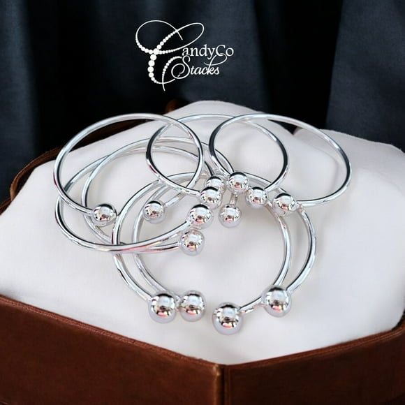 Silver Ball ends west Indian stacking bangles Caribbean African adjustable 1 bracelet Nefertiti 10mm 1 bracelet