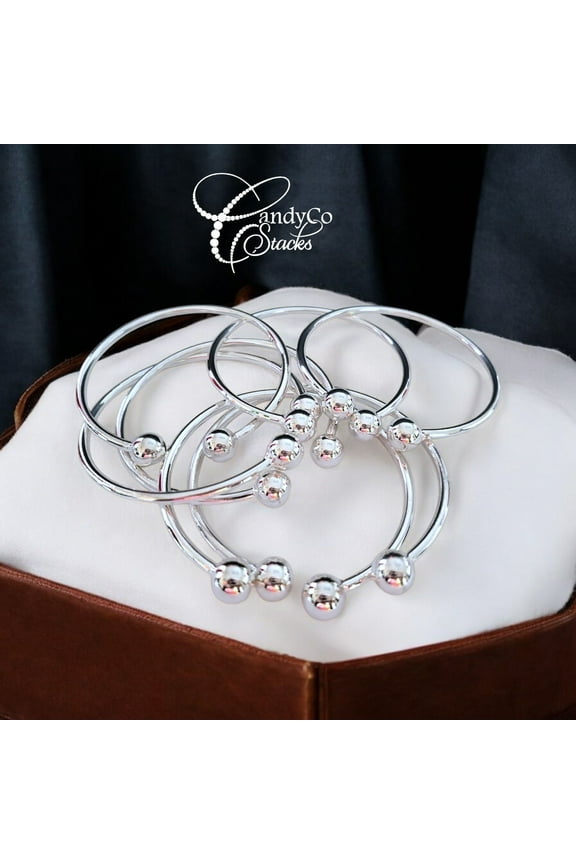 Silver Ball ends west Indian stacking bangles Caribbean African adjustable 1 bracelet Nefertiti 10mm 1 bracelet