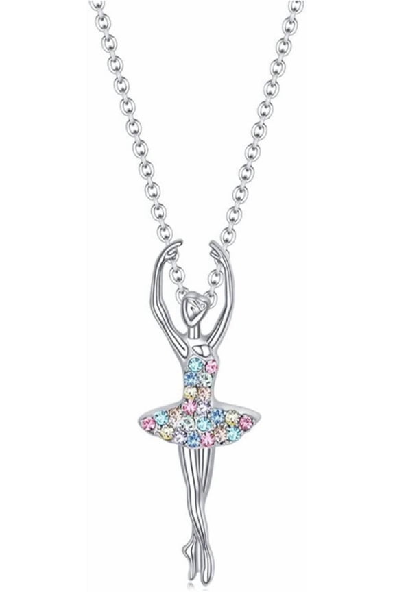 Silver Ballerina Necklace Dancer Ballet Recital Gift Ballerina Dance Necklaces for Women Jewelry Pendants Jewellery Friendship Necklace Chains