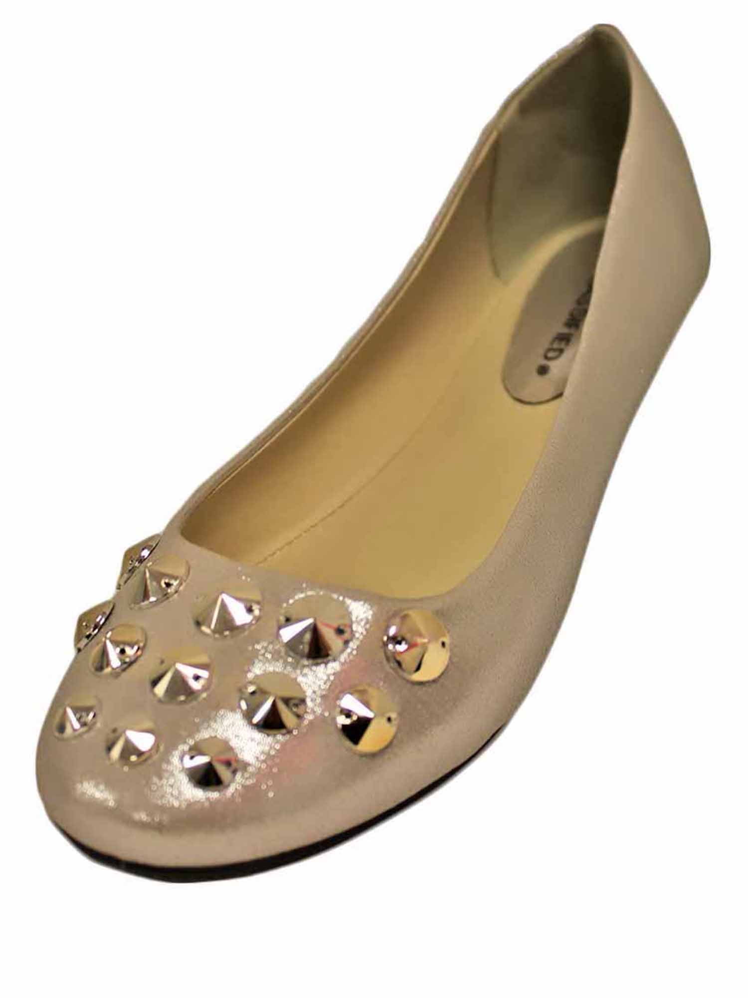 Silver Ballet Style Flats With Silver Studded Toe Size 6.5 Walmart