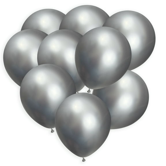 Silver Balloons 100 Pack, 12 Inch Metallic Silver Balloons (with Ribbon), Silver Metallic Balloons Pack For Birthdays, Weddings, Baby Showers, Holidays