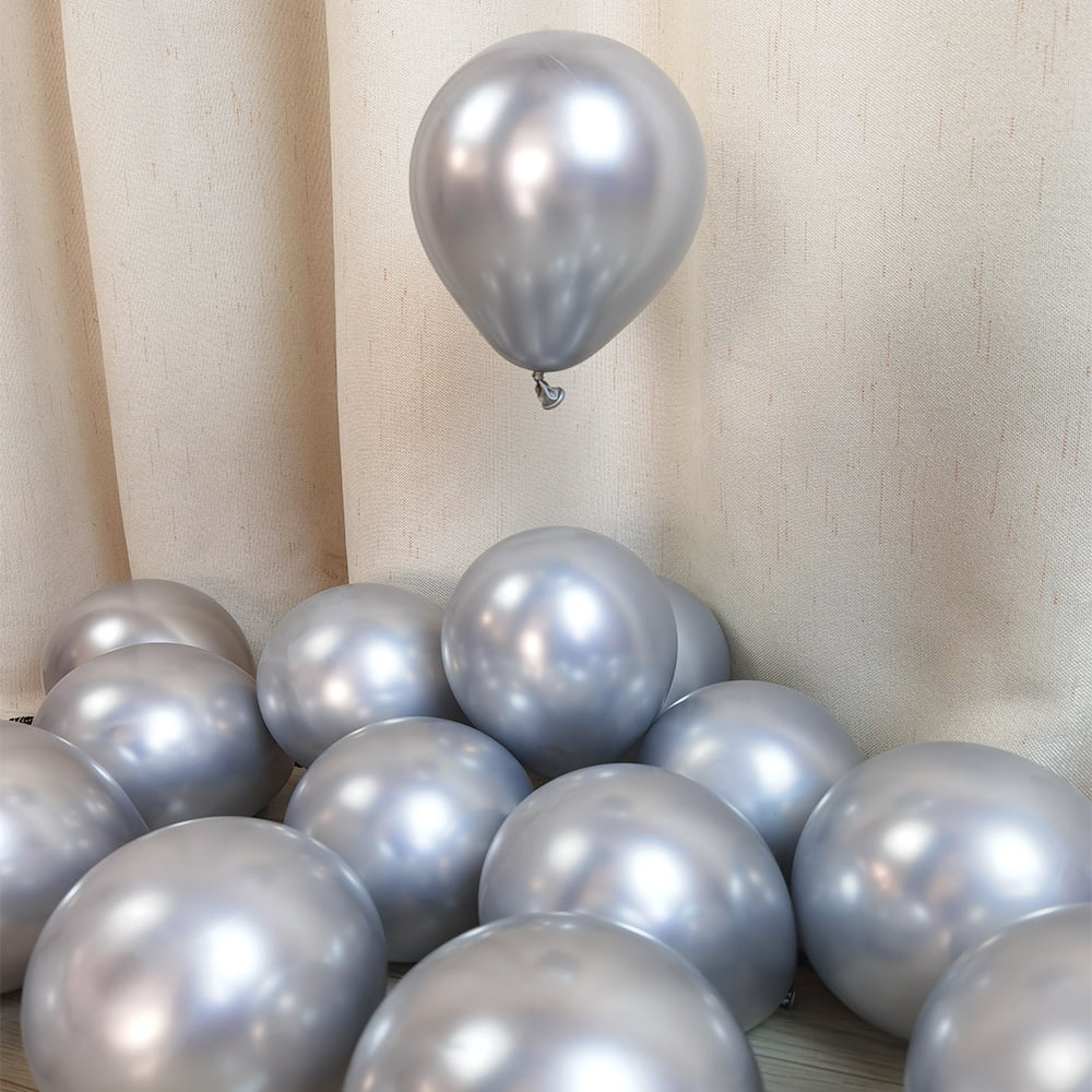 Silver Balloons 5 inch Metallic Chrome Silver Balloons for Birthday Wedding Anniversary Festival Party Decorations 100 pcs