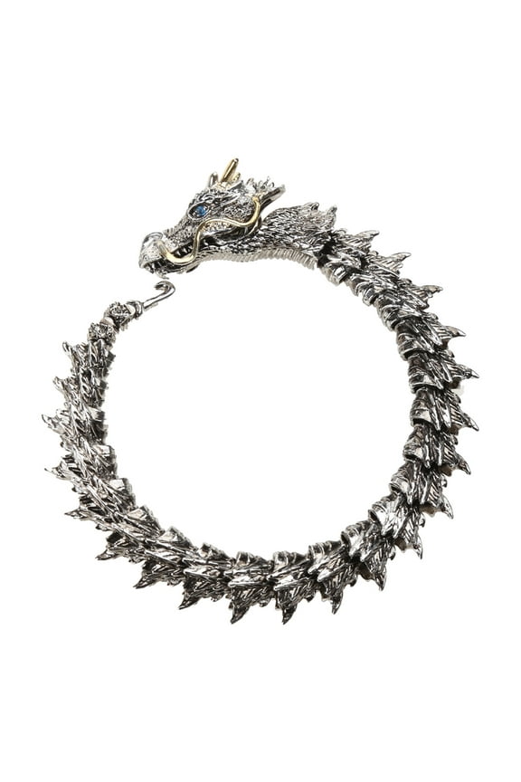 Silver Bangle Men Dragon-Head Keel Chain Bracelet Steampunk Rock Bracelet