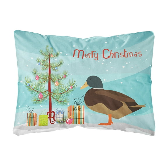Silver Bantam Duck Christmas Canvas Fabric Decorative Pillow