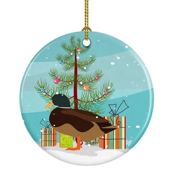 Silver Bantam Duck Christmas Ceramic Ornament