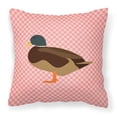 thumbnail image 1 of Silver Bantam Duck Pink Check Fabric Decorative Pillow, 1 of 4