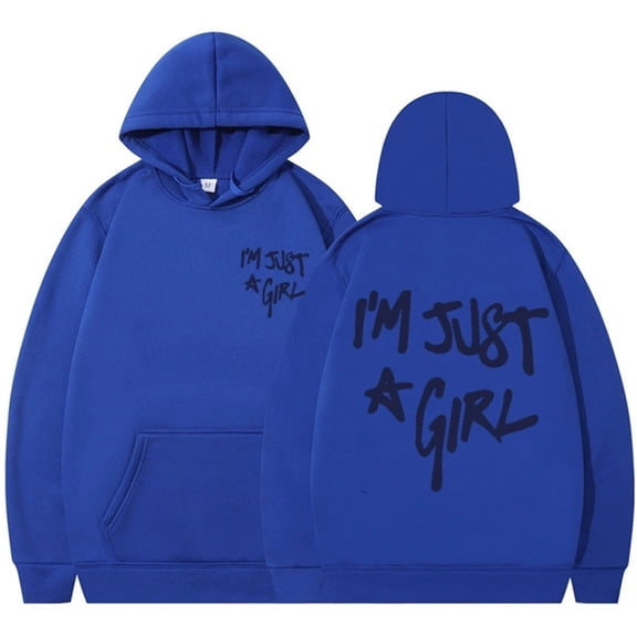 Silver Basic A Girl Printed Casual Street Hip-hop Hoodie 2XL,Blue-1