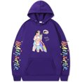 thumbnail image 1 of Silver Basic Adult Heart Embrace Manga Printed Hoodie Loose Top With Hat S,Purple-1, 1 of 1