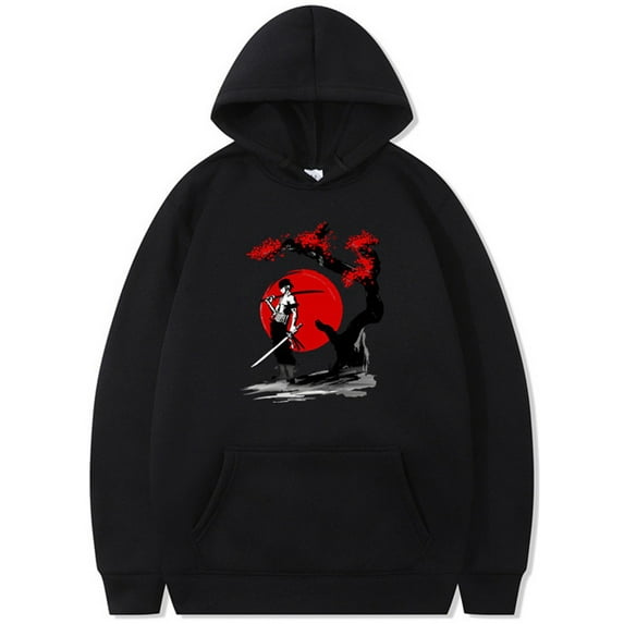 Silver Basic Adult Streetwear Anime Printed Fun Plush Casual Hoodie Tops M,Black-1