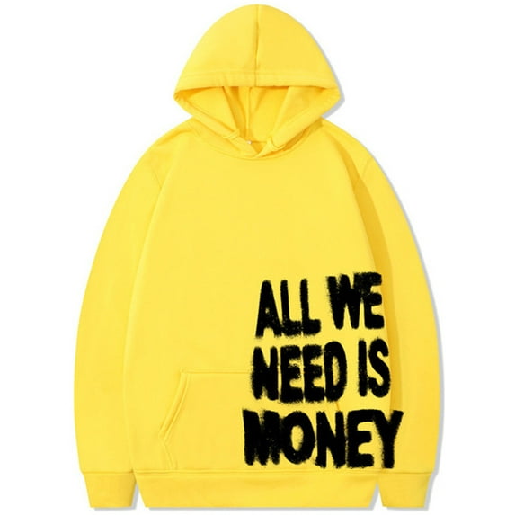 Silver Basic All We Need Is Money All Gender Hoodie with Long Sleeves Funny Prints Sweatshirt Y2K Hoodie XL,Hblack-1
