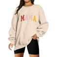thumbnail image 1 of Silver Basic Baggy Hoodie Women Y2K Mama Mommy Prints Funny Long Sleeve Sweatshirt Oversized Sweatshirt Women XXL,Apricot-1, 1 of 1