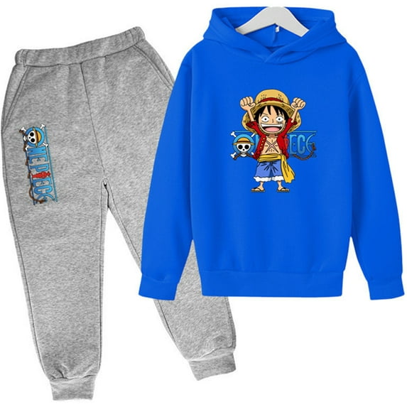 Silver Basic Boys Fashion One Piece Hoodie Set For Boys&Girls Captain Print Hoodie Pants Teenagers 130,LANHUI-1