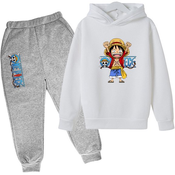 Silver Basic Boys Fashion One Piece Hoodie Set For Boys&Girls Captain Print Hoodie Pants Teenagers 140,BAIHUI-1