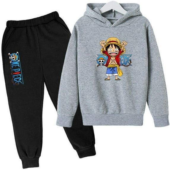 Silver Basic Boys Fashion One Piece Hoodie Set For Boys&Girls Captain Print Hoodie Pants Teenagers 150,HUIHEI-1