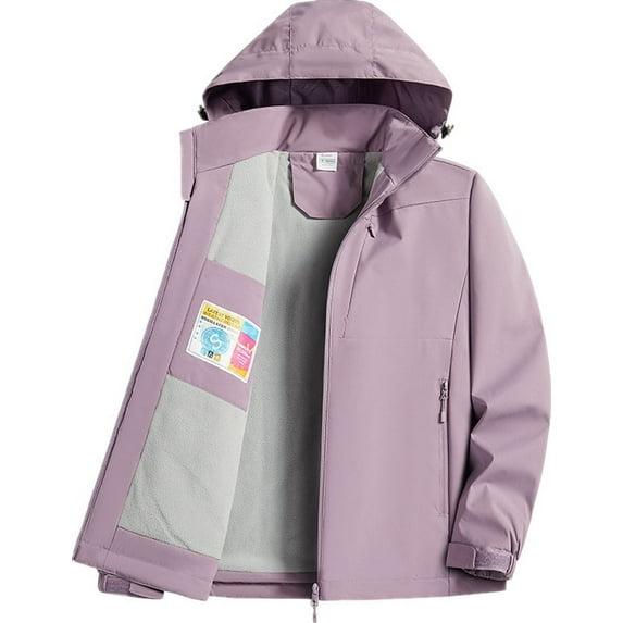 Silver Basic Fashion Outdoor Windproof Waterproof Mountaineering Suit Men And Women's Detachable Sports Hooded Jacket Ski Suit XL,Female Purple-1