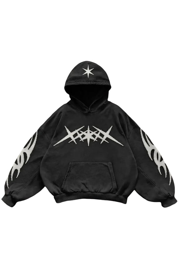 Gothic Embroidered Streetwear Sweatshirt - Y2K Retro Pullover Top 4XL,Black-1