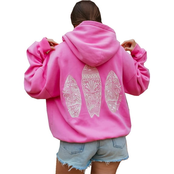 Silver Basic Harajuku style hooded sweatshirt for women, hip-hop punk style hoodie sweater L,Pink-1