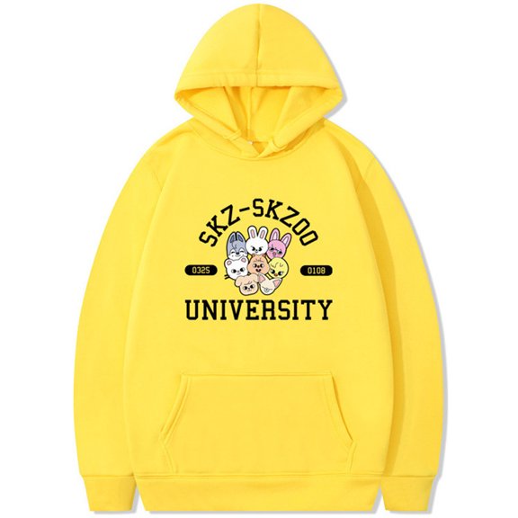 Silver Basic Kpop Hoodie Sweatshirt Cute Cartoon Animal Women's Street Wear Harajuku Pullover Unisex L,HUANGHEI-1