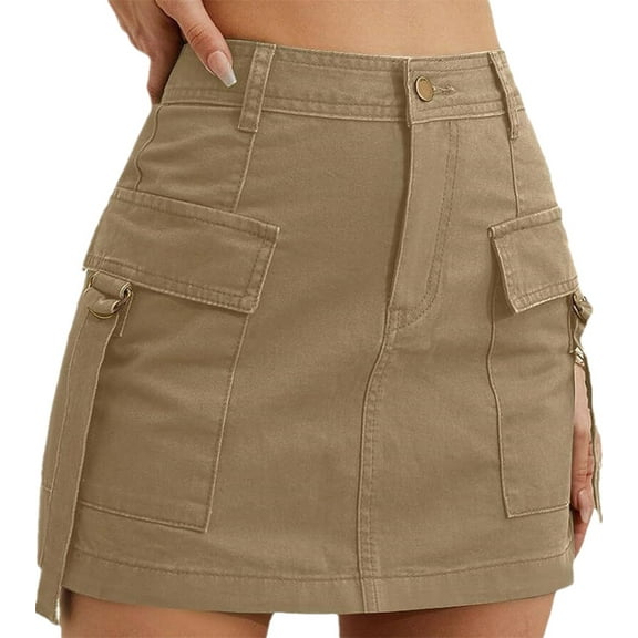 Silver Basic Low Waist Pure Cotton For Women Girls Mini Skirt Y2K Denim Short Skirt XL,Coffee-1