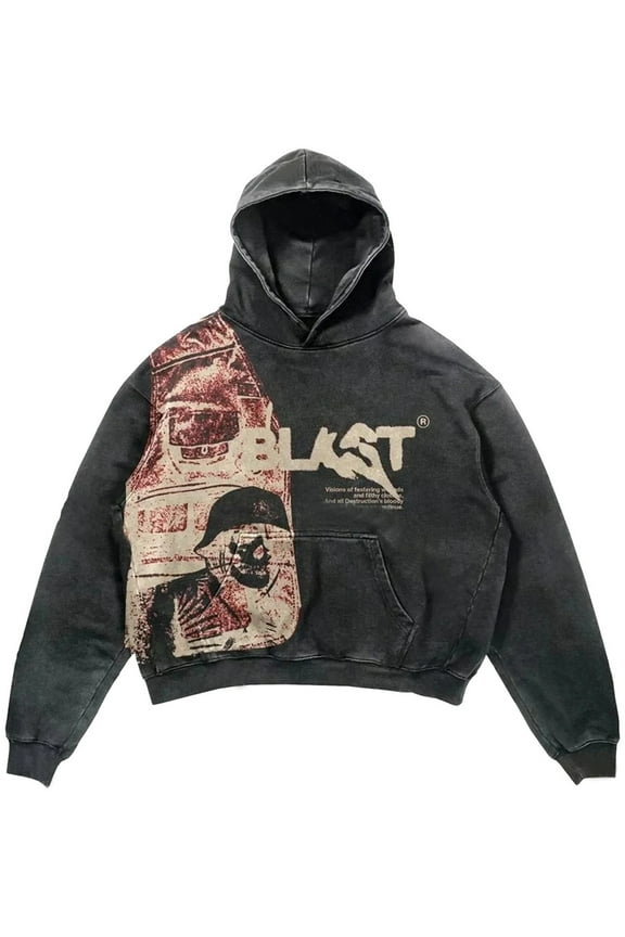 Men And Women Hoodies Gothic Streetwear Long Sleeved Pullover Y2k Grunge Retro Hoodies Jacket Unisex Sweatshirt M,Black-1