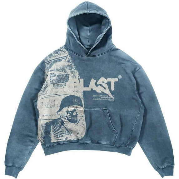 Silver Basic Men And Women Hoodies Gothic Streetwear Long Sleeved Pullover Y2k Grunge Retro Hoodies Jacket Unisex Sweatshirt S,Blue-1