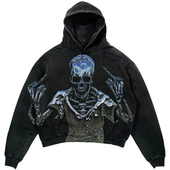Silver Basic Men And Women Hoodies Gothic Streetwear Long Sleeved Pullover Y2k Grunge Retro Hoodies Jacket Unisex Sweatshirt XL,Finger-1