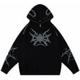 thumbnail image 1 of Silver Basic Men And Women Y2k Spider Hoodie Embroidered With Spider Print And Grunge Style Full Zipper Hoodies S,Black-1, 1 of 2