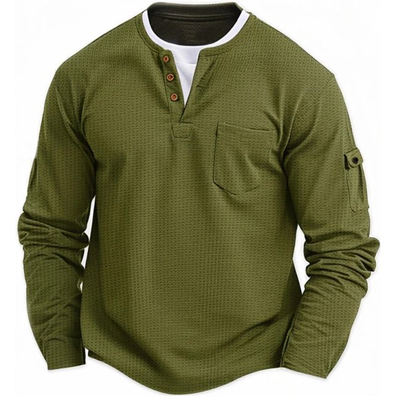 Silver Basic Men's Comfortable Long Sleeve Sports T-shirt Fake Two Piece Splicing Fashion T-shirt XL,Green-1
