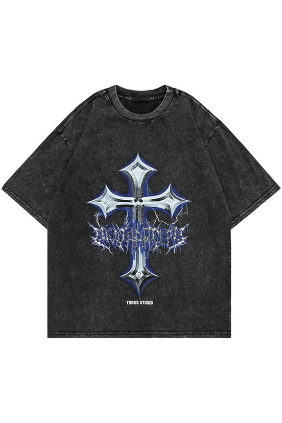 Men's Retro Printed T-shirt Cotton Casual Fashion Retro Style 3XL,04-1